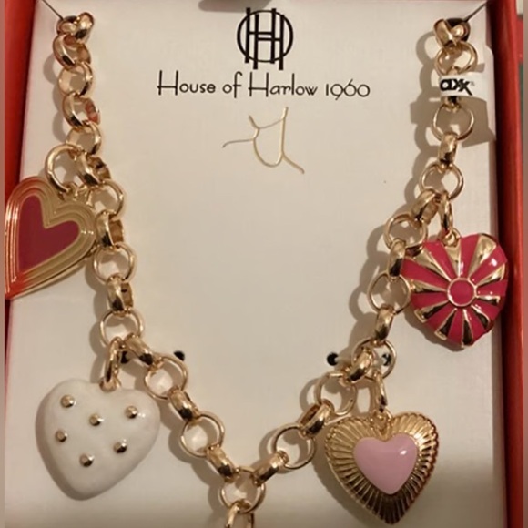 NWT ⚜️💖⚜️ House of Harlow 1960 Hearts Charms Necklace - Picture 9 of 9